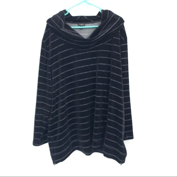 Talbots Woman Black Velour Cowel Neck 3/4 Sleeve Tunic Top Size 3X - Picture 1 of 8